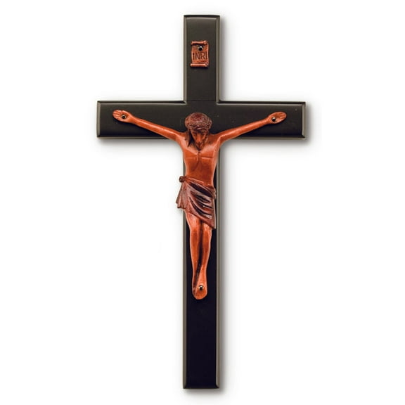 Medium Black Solid Mahogany Crucifix