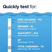 HTH Spa Care 6-Way Pool and Spa & Pool Test Strips, Chemical Tester, 25 Each