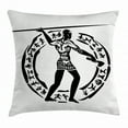 thumbnail image 1 of Hunting Decor Throw Pillow Cushion Cover, Tribal African Man with Lance Hunting Primitive Folk Ethnic Symbols Circle, Decorative Square Accent Pillow Case, 24 X 24 Inches, Black White, by Ambesonne, 1 of 2