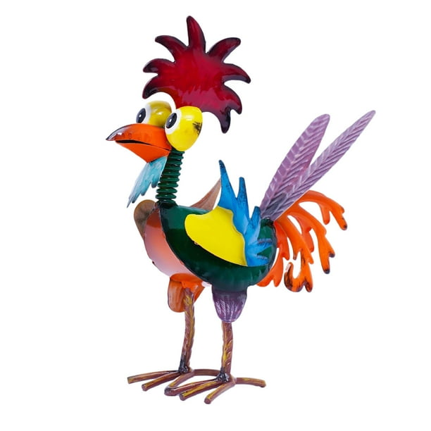 Estatuilla de pájaro gallo de dibujos animados, adorno de jardín, microornamentos, arte para el jardín