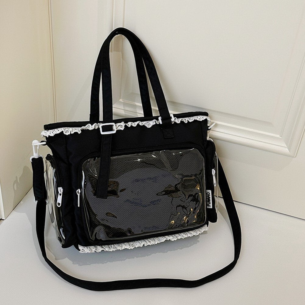 Slccxzc Japanese Style Lace Ita Bag Clear Display Anime Tote Shoulder Crossbody Handbag
