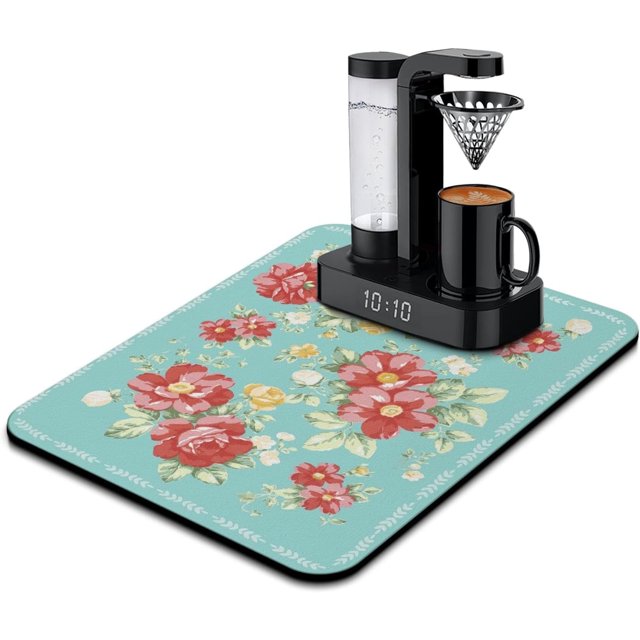 Washable Quick Dish Drying Mats Non-Slip Coffee Maker Mat For Kitchen Counter Home Coffee Bar Pad 18''''x24'''', black-2
