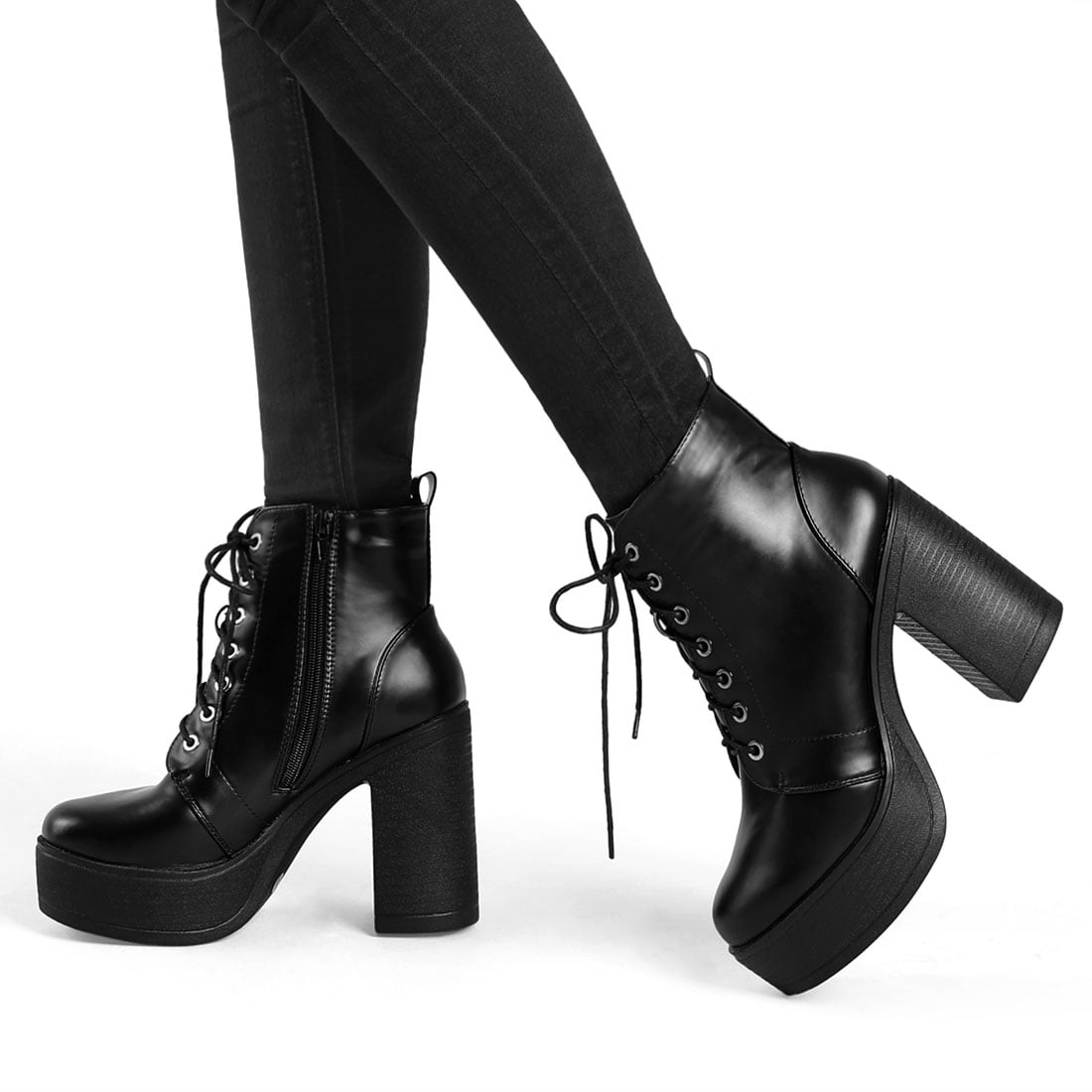 High heel combat booties online