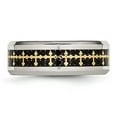 thumbnail image 3 of Stainless Steel Polished Yellow IP w/Carbon Fiber Inlay Cross 8mm Band, 3 of 6