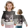thumbnail image 3 of Garronmavis Cute Cat Long Sleeve Sweatshirt Versatile Casual Long Sleeve Fall Winter Tops Fashion Girls Pullover Crewneck Sweatshirt Polyester Spandex Fabric for Girls 5-6 Years Old, 3 of 7