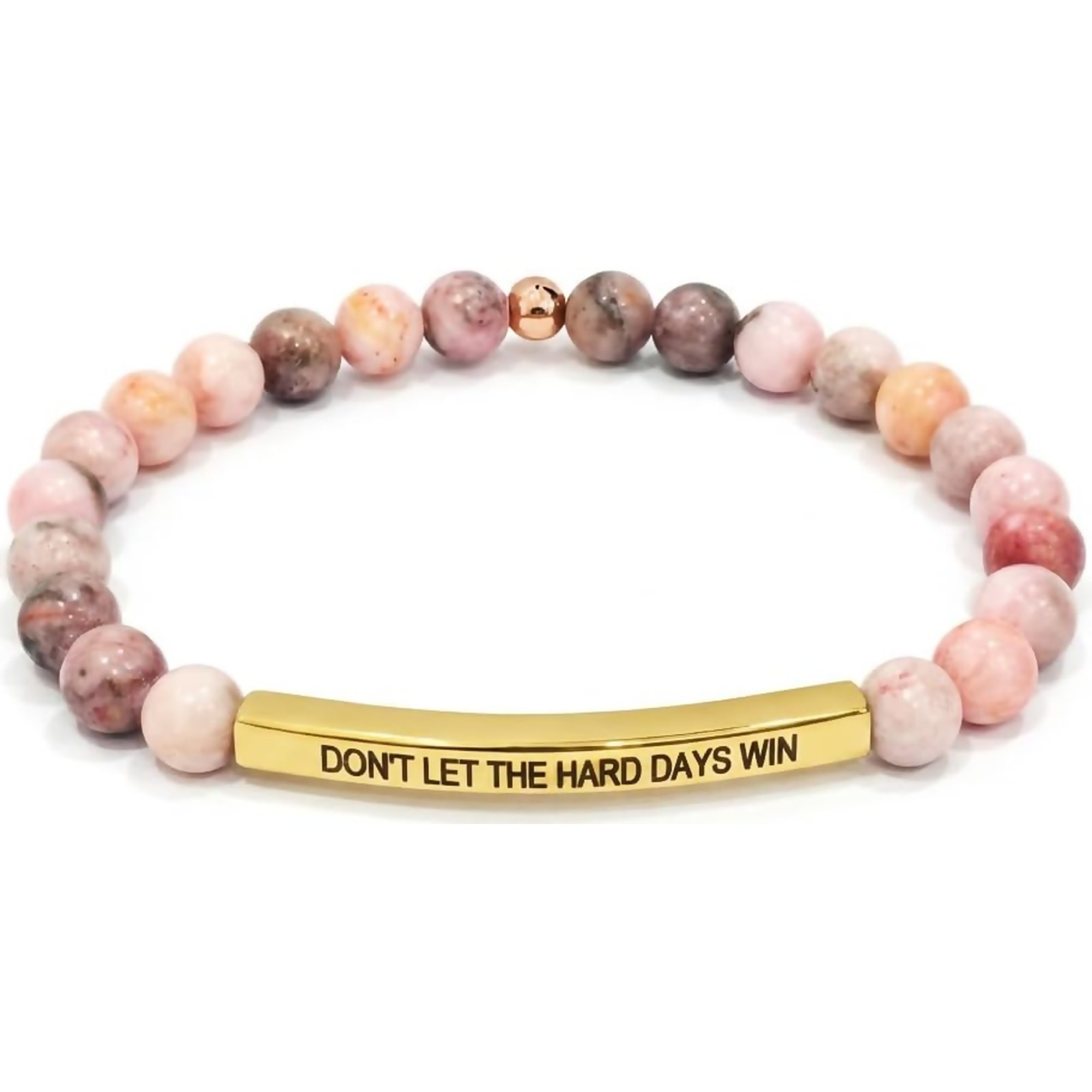 Dont Let The Hard Days Win Natural Stone Beaded Inspirational Bracelet God Is In Control Stainless Steel Tube Adjustable Braided Bracelet for Women Christian Religious Faith Jewelry
