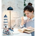 thumbnail image 6 of CoTa Global Ocean Blue Lighthouse Decor - Handmade and Crafted Wooden Lighthouse Decoration with Sailboat Figure Decorative Beach Style Tabletop Centerpiece, Nautical Themed Home Decor – 13.5 Inch, 6 of 6