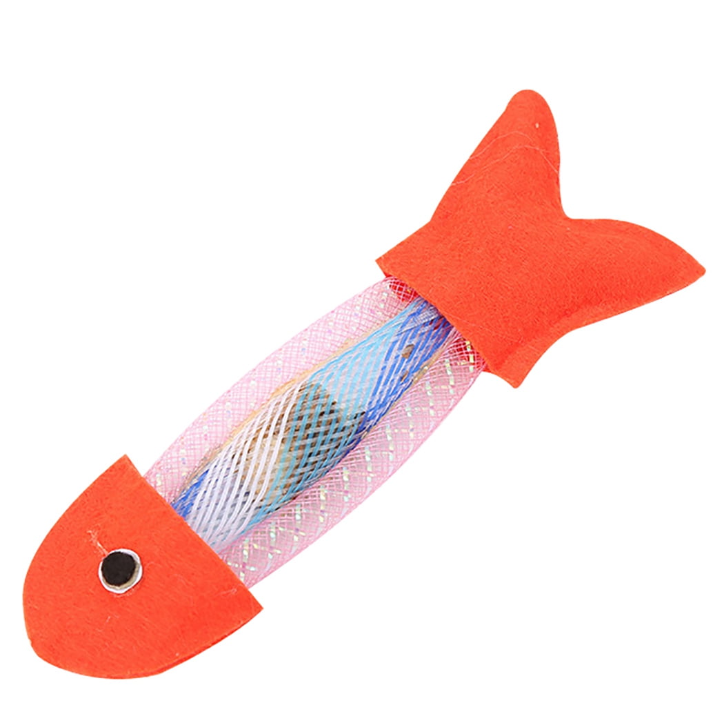 Cat Chewing Toy Cloth Silvervine Fish Shaped Kitten Chew Toy Cat Teething Toy