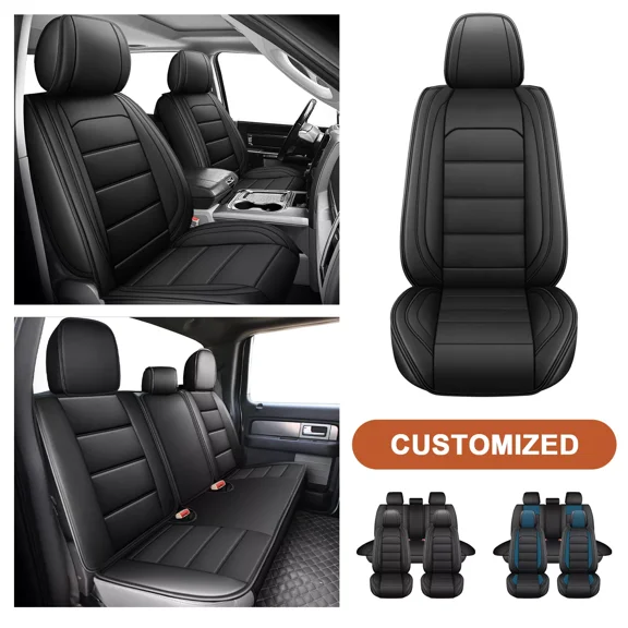 FANOTEK Car Seat Covers Custom Fit for Nissan Rogue/ Rogue Sport 2012-2023, Breathable Faux Leather 5 Seat Full Set Cushion Protector Black
