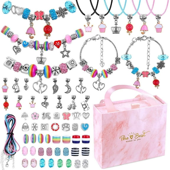 Christmas Gift, Girls Bracelet Making Kit, 75 Pcs Charms Bracelets Set, Jewelry Charms, DIY Bracelets, Teen Girls Jewelry