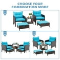 thumbnail image 4 of AVAWING 5 Pieces Patio Furniture Set, Outdoor Wicker Rattan Conversation Set with Ottoman & Table for Garden, Blue, 4 of 7