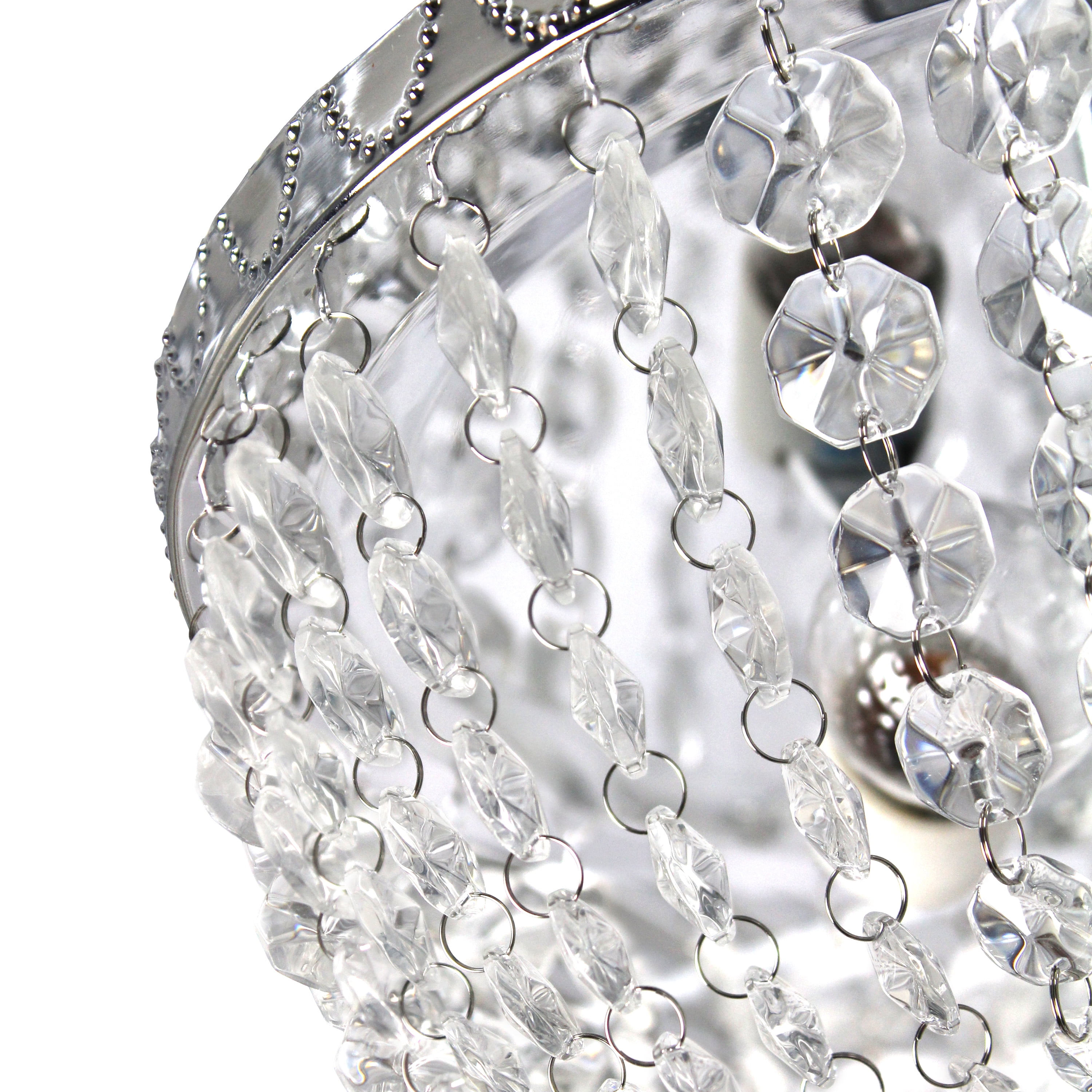 Elegant Designs Victoria Crystal Rain Drop Ceiling Light Flushmount - Chrome