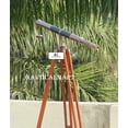 thumbnail image 2 of NAUTICALMART Nautical Admirals Antique Copper with Leather Floor Standing Telescope 60" - Telescope with Free Gold Wire Basket, 2 of 3