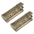 thumbnail image 4 of 2pcs Retro Lighter Case Compact 3D Floral Stamped Engraving Zinc Alloy Protective Case Cover Bronze, 4 of 5