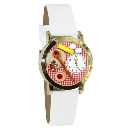 Whimsical Watches Women's C0310006 Classic Gold Baking White Leather And Goldtone Watch