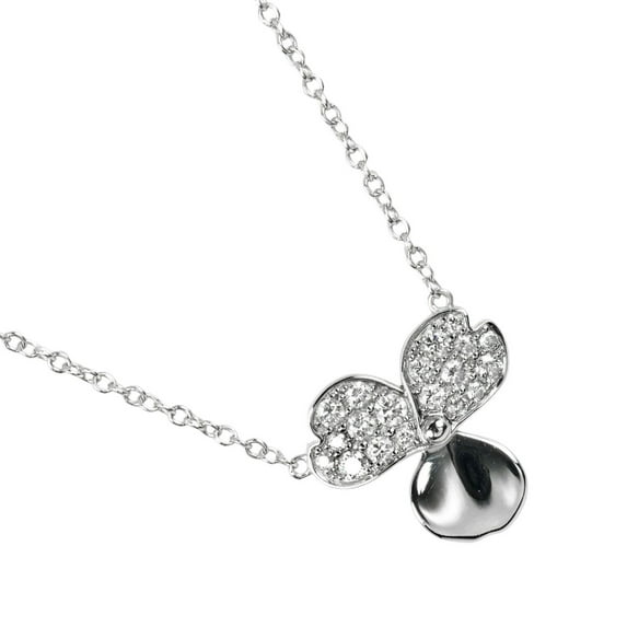 Pre-Owned Tiffany & Co. Paper Flower Necklace, Pt950 Platinum, Diamond, Approx. 3.56g (Good)