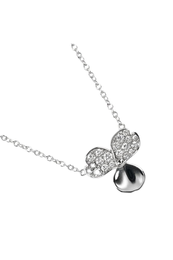 Pre-Owned Tiffany & Co. Paper Flower Necklace, Pt950 Platinum, Diamond, Approx. 3.56g (Good)