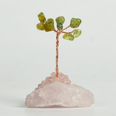 

Feildoo Pink Rose Crystal Base + Peridot Crystal Tree of Life Tree of Life Handmade Gemstone Tree for Positive Energy Tree Bonsai Artificial Tree Stone Tree Spiritual Gifts Home Décor