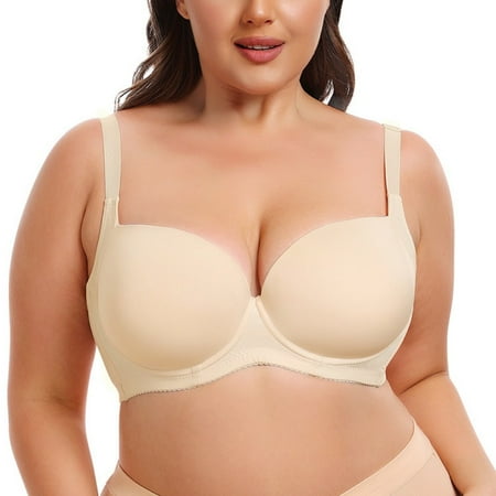 XBASW Women s Underwear Bras Full-Coverage Balconette T-Shirt Bra Glossy Large Size Bralette (34B-48E)