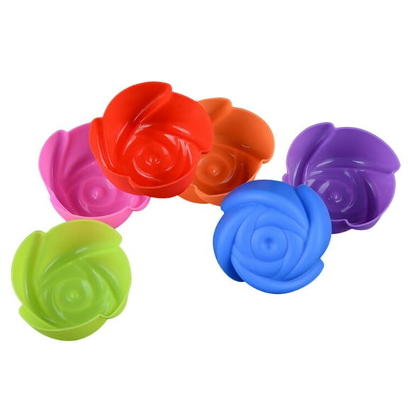 WEUVEB Reusable Silicone Rose Muffin Cupcake Liners Assorted Colors Non-Stick Baking Cups for Kitchen Use