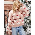 thumbnail image 2 of Suéter de mujer Mia Muse de invierno con diseño navideño, liso, con muñeco de nieve, elástico, de manga larga, cuello redondo, suéter informal regular, 2 of 5