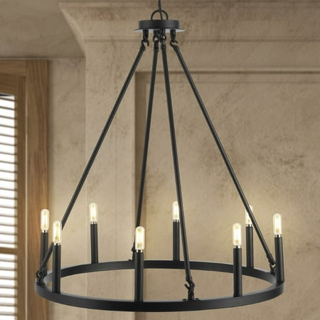 

Oberto Ring 28 8-Light Iron Rustic Farmhouse LED Chandelier Oil Rubbed Bronze