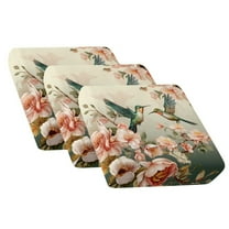 COEQINE Stretch Couch Cushion Cover Fitted Sectional Sofa Slipcover with Elastic Bottom Armchair Couch Cover Replacement Furniture Protector, 3 Pieces, Hummingbird Floral