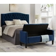 thumbnail image 5 of Knubmt Storage Bench with Wood Legs, Upholstered Velvet Storage Ottoman for Living Room, Bedroom, Office, Navy Blue, 5 of 8