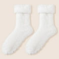 thumbnail image 2 of Daznico Women Mid Crew Fuzzy Plush Socks Rolled Sherpa Non Silicone Dot Sole Thermal Soft Stretch Cozy Stockings for Winter Indoor Sleeping Floor Loungewear, 2 of 4