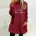 thumbnail image 2 of hotojiny Women's Sherpa Lined Sweatshirts Winter Thermal Casual Crewneck Fleece Pullover Cute Heart Warm Thick Tops with Pockets, 2 of 3