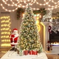thumbnail image 2 of Goplus 6.5ft Pre-Lit Christmas Tree, Artificial Hinged Xmas Tree with 420 Warm-White LED Lights, 8 Lighting Modes, 909 Branch Tips, Red Berries & Pinecones, for Holiday Party Office Home Decor, 2 of 16