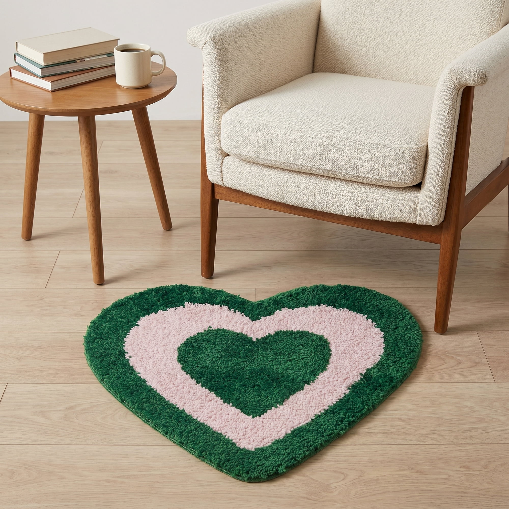 Unique Bargains Small Heart Rug Non-Slip Soft Shaggy Faux Fur Area Rug 19" x 16" Green