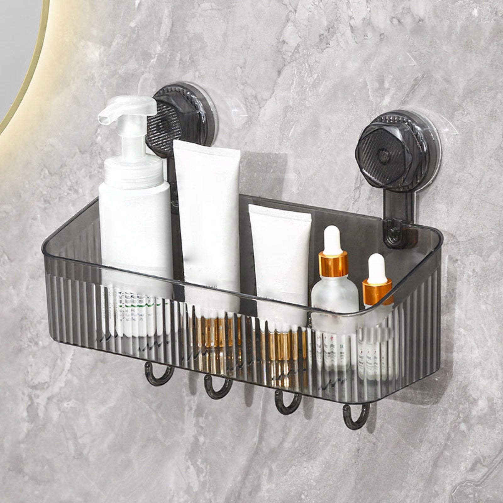 Giyblacko Clear Shower Caddy Suction Cup Plastic Shower Basket Organizer NO Drilling Removable Shower Shelf For Bathroom Storage & Kitchen One Second Installation Rustproof