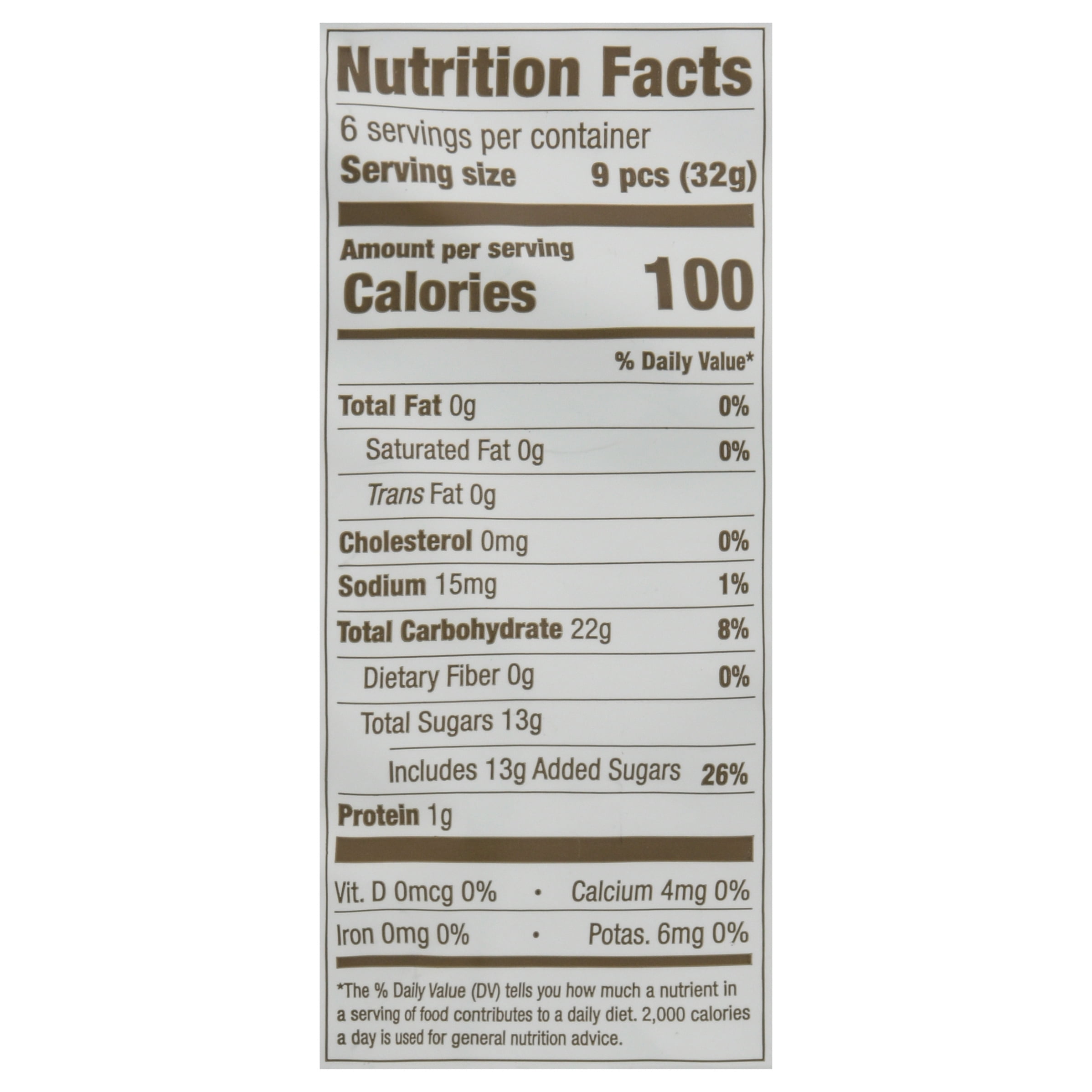 Gummy bear nutrition label