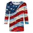 thumbnail image 5 of PuLe Long Sleeve Shirts for Women 3/4 Length Sleeve Womens Tops Summer Three Quarter Striped Shirts Dressy Casual Printed Tunic Tops Women Blouses, 5 of 5