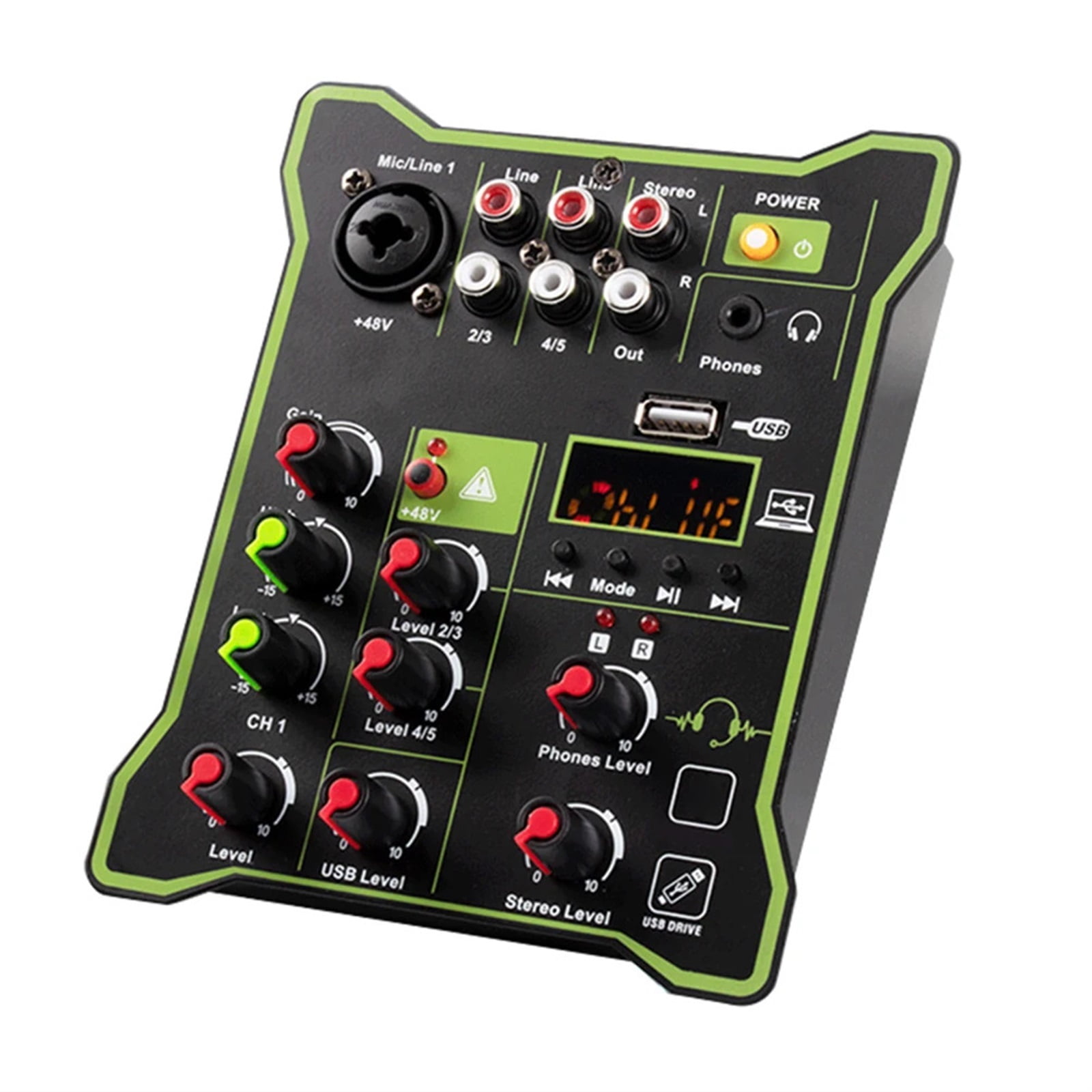 5 Channel Mixing Console Multifunctional Professional Audio Mixer Digital Display Bluetooth-compatible for Microphone Instrument ,Precision Control