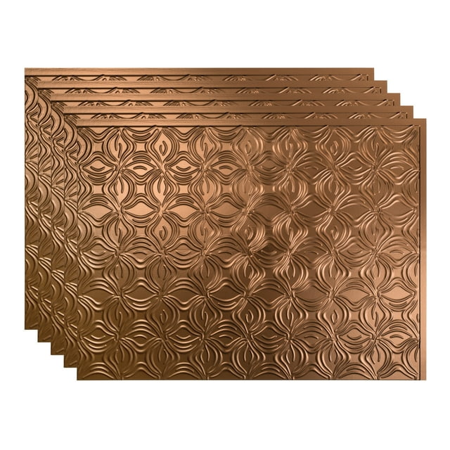 FASÄDE Lotus Decorative Vinyl 18in x 24in Backsplash Panel in Oil Rubbed Bronze (5 Pack)