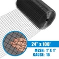 thumbnail image 2 of Fencer Wire 16 Gauge Black Vinyl Coated Welded Wire Mesh, 1” x 1” Mesh Size for Home and Garden Fence and Pet Enclosures Protect Chickens Rabbits and Farmed Animals, 2 of 9