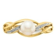 thumbnail image 5 of 14K Yellow Gold Ring Band Pearl Diamond Round Freshwater, 5 of 5