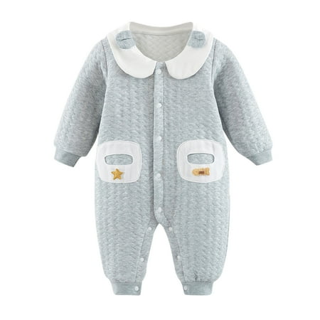 

Romper For Boys Solid Color Turn-Down Collar Long Sleeve Ribbed Keep Warm Versatile Fashion Bodysuits Dailywear Activewear Cozy Elegant Jumpsuits