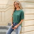 thumbnail image 4 of Zoeecloth Womens Cotton T-Shirts Tops Summer Casual Fitted T Shirt S-XXL Half Sleeve Tunic Tee Shirts Blouse with Buttons, 4 of 8