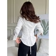 thumbnail image 6 of Women Button Up Shirt Long Sleeve Shirt V Neck Collared Blouse Aesthetic Work Tops White S, 6 of 7