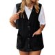 thumbnail image 5 of Chaleco vaquero clásico para mujer cuello vuelto cuello en V chaleco informal bolsillos traje diario, 5 of 6