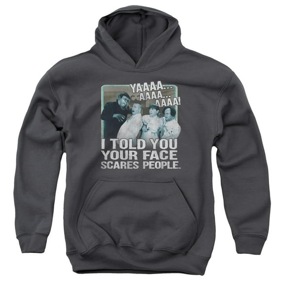 Three Stooges - Scares People - Youth Hooded Sweatshirt - Large