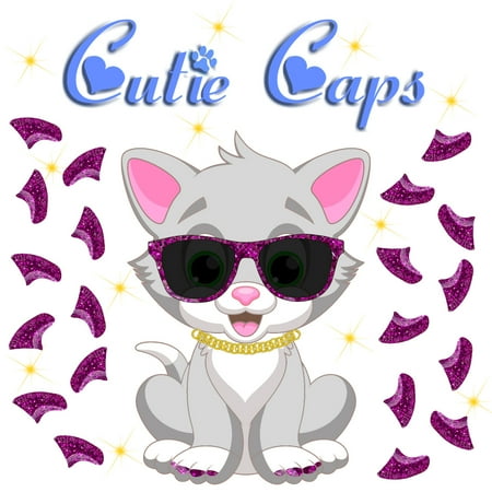 Cutie Caps 40 pack Medium Rose Pink Glitter Soft Nail Guard for Cat Paws / Claws