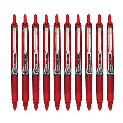10 PENS Pilot Precise V5 Retractable Red Pens, Single Pen (26064) by