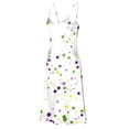 thumbnail image 3 of Women's Maxi Dress Sleeveless Carnival Holiday Outfits Printed V-Neck Spaghetti Strap Cami Long Dress with Slit (S, White), 3 of 8