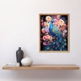 thumbnail image 2 of Elegant Peacock Bird with Rose Flower Blooms Vibrant Floral Blue Pink Orange Artwork Art Print Framed Poster Wall Decor 12x16 inch, 2 of 5