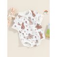 thumbnail image 2 of Bagilaanoe Newborn Baby Girl Boy Easter Rompers Floral Print Short Sleeve Bodysuits 3M 6M 12M 18M Infant Casual One Piece Short Jumpsuit, 2 of 8