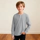 thumbnail image 1 of Camiseta de manga larga con cuello redondo para niño, informal, de color liso, 1 of 6
